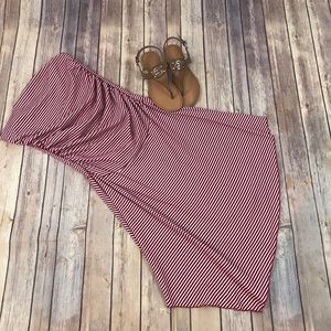 Asymmetrical Red & White Striped dress